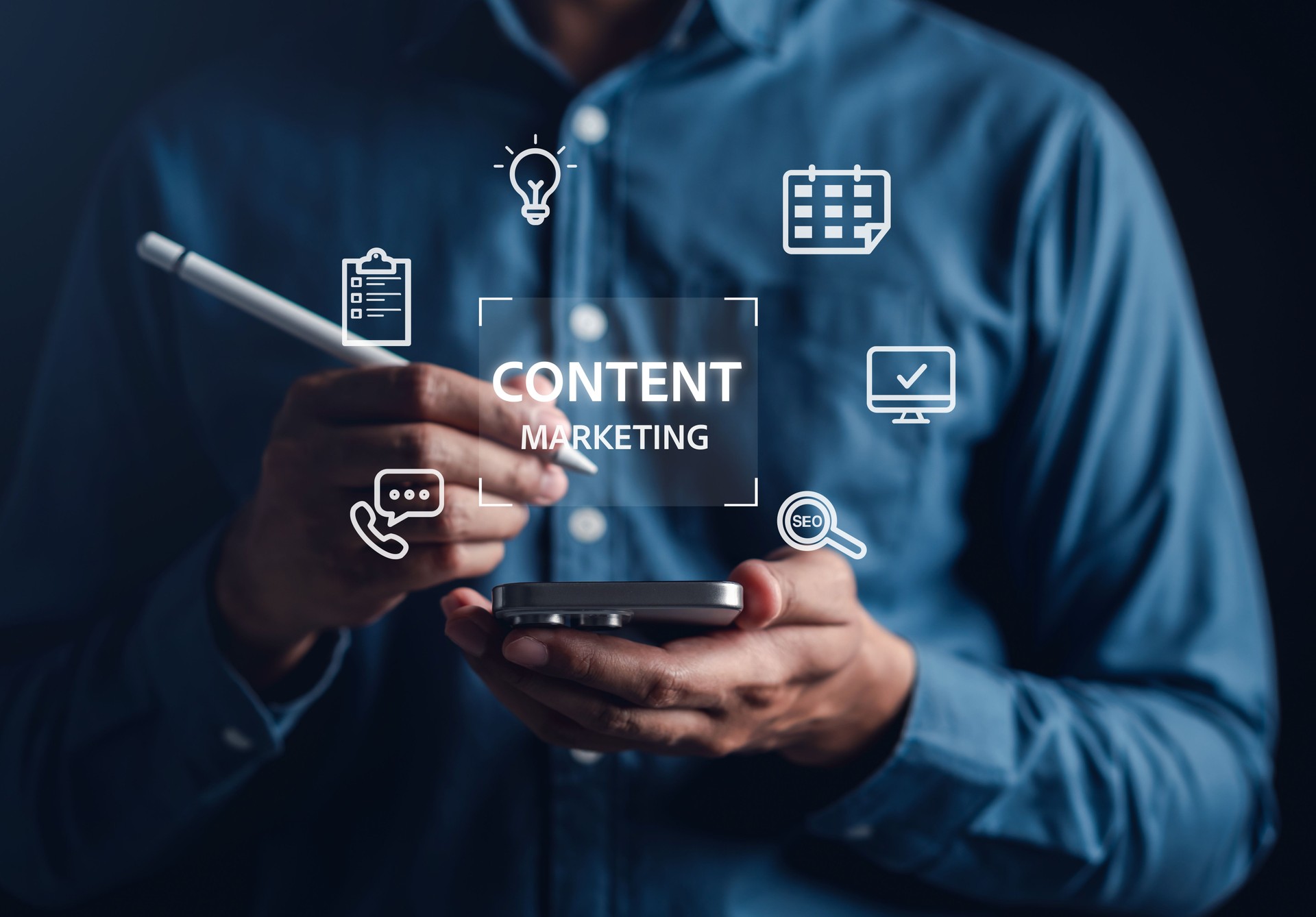 Content marketing concept. Creative idea with technology online for earning profit.